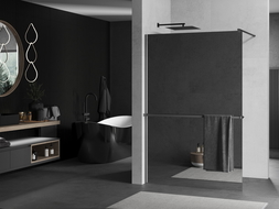 Mexen Kioto+ dušo siena su Walk-in lentyna 90 x 200 cm, veidrodis, gun metal - 800-090-121-95-50