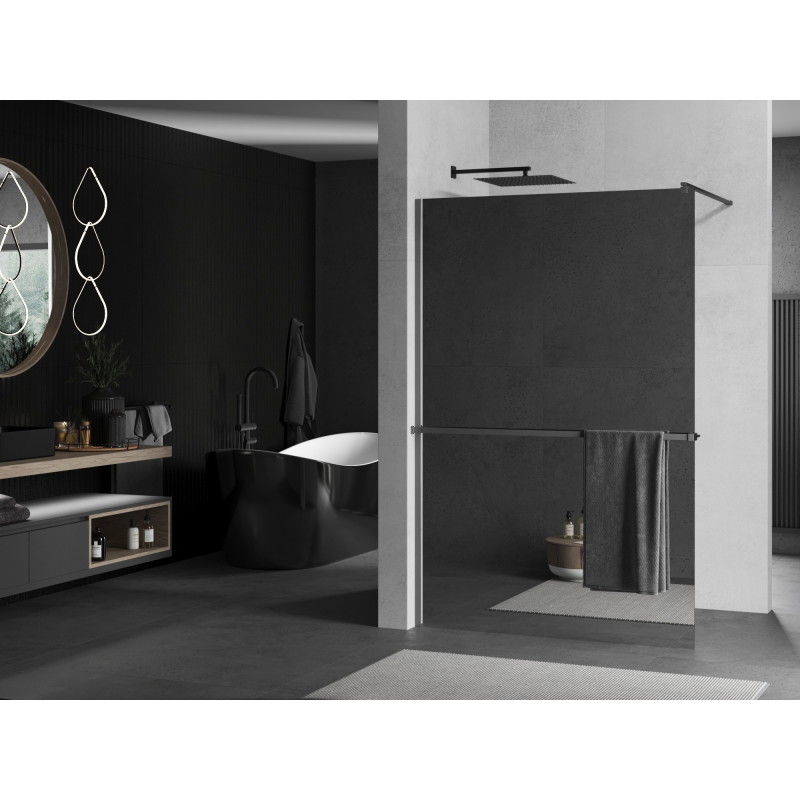 Mexen Kioto+ dušo siena su lentyna Walk-in 140 x 200 cm, veidrodis, gun metal - 800-140-121-95-50