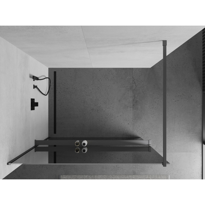 Mexen Kioto+ dušo siena su lentyna Walk-in 140 x 200 cm, veidrodis, gun metal - 800-140-121-95-50