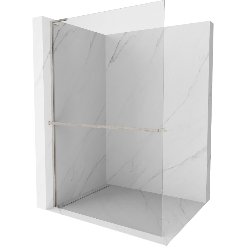 Mexen Kioto+ L dušo sienelė su lentyna Walk-in 90 x 200 cm, permatomas, šlifuotas nikelis - 800-090-123-97-00