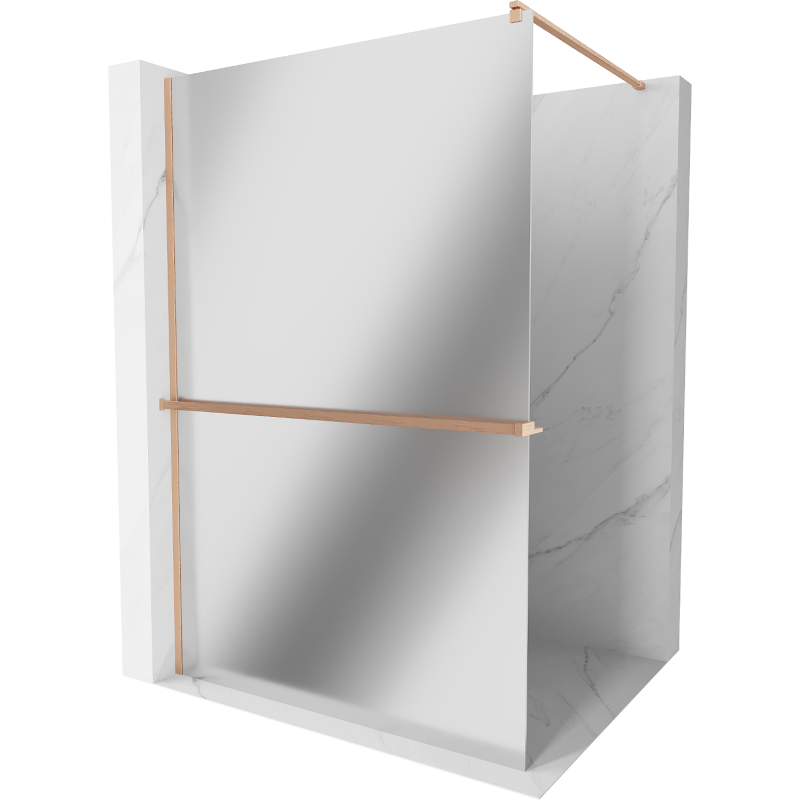 Mexen Kioto+ vonios kambario pertvara su Walk-in lentyna 100 x 200 cm, veidrodis, šlifuotas varis - 800-100-121-65-50