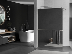 Mexen Kioto+ dušo siena su Walk-in lentynėle 70 x 200 cm, veidrodis, šlifuotas nikelis - 800-070-121-97-50