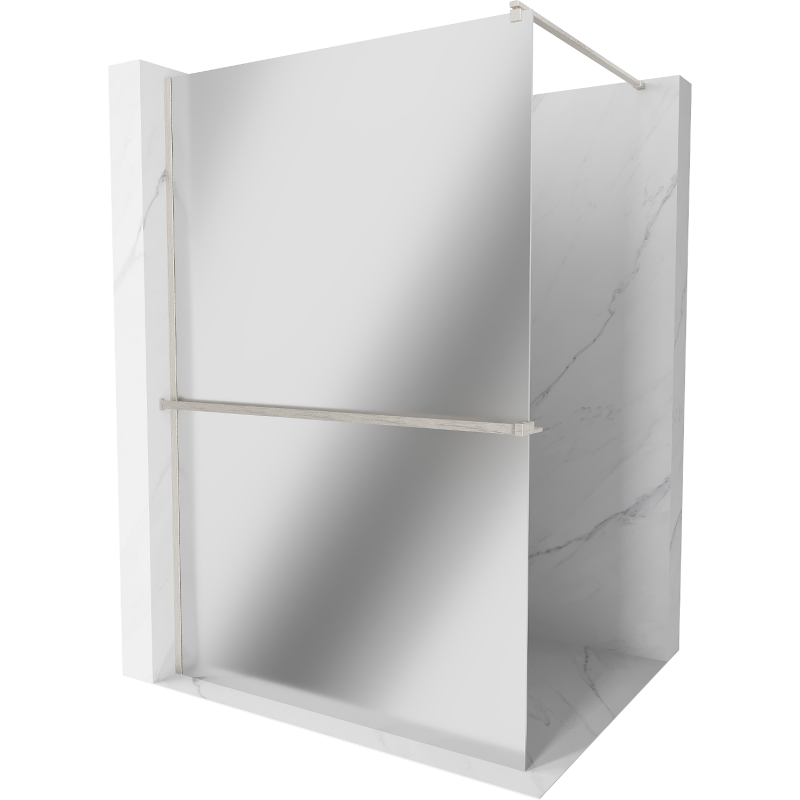 Mexen Kioto+ dušo sienelė su lentyna Walk-in 120 x 200 cm, veidrodis, šlifuotas nikelis - 800-120-121-97-50