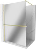 Mexen Kioto+ dušo siena su Walk-in lentynėle 100 x 200 cm, veidrodinė, auksinė šlifuota - 800-100-121-55-50