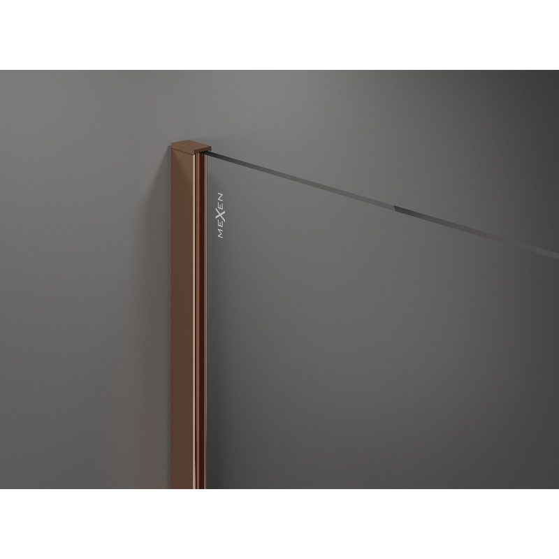 Mexen Kioto Dušo sienelė Walk-in 90 x 200 cm, veidrodis 8 mm, rožinis auksas - 800-090-101-60-50