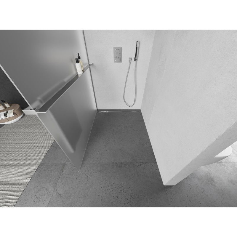 Mexen Kioto+ L dušo sienelė su lentyna Walk-in 70 x 200 cm, matinė, chromas - 800-070-123-01-30