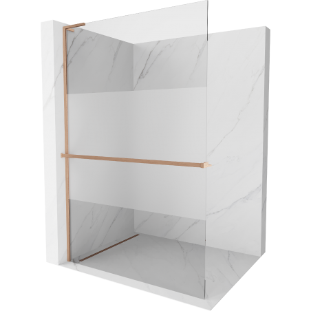 Mexen Kioto+ L prangu sienelė su Walk-in lentyna 80 x 200 cm, skaidrus/matinis, šlifuotas varis - 800-080-123-65-35