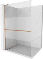 Mexen Kioto+ L prangu sienelė su Walk-in lentyna 80 x 200 cm, skaidrus/matinis, šlifuotas varis - 800-080-123-65-35
