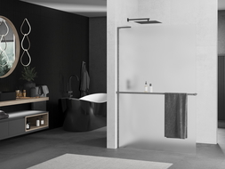 Mexen Kioto+ L dušo sienelė su lentyna Walk-in 70 x 200 cm, matinis, šlifuotas pistoletinis pilkas - 800-070-123-66-30