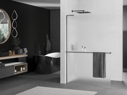 Mexen Kioto+ L dušo siena su Walk-in lentyna 70 x 200 cm, matinė, gun metal - 800-070-123-95-30
