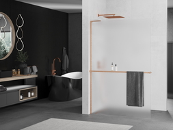 Mexen Kioto+ L dušo siena su Walk-in lentyna 80 x 200 cm, matinis, šlifuotas varis - 800-080-123-65-30