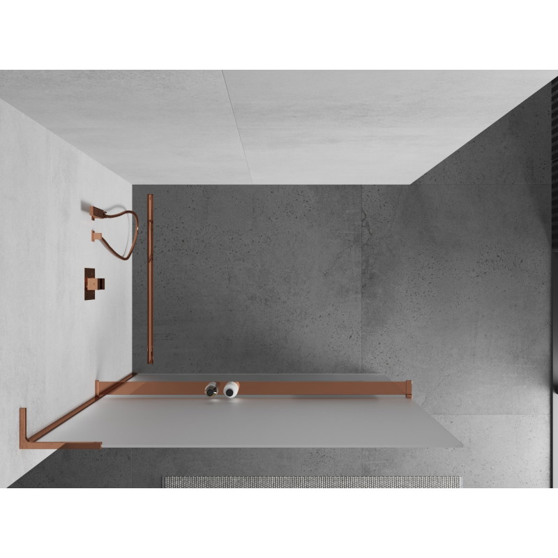 Mexen Kioto+ L dušo sienelė su lentyna Walk-in 90 x 200 cm, matinė, rožinis auksas - 800-090-123-60-30