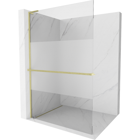 Mexen Kioto+ L dušo pertvara su lentyna „Walk-in“ 120 x 200 cm, skaidri / matinė, šlifuoto aukso - 800-120-123-55-35