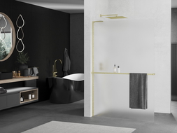 Mexen Kioto+ L dušo siena su Walk-in pertvara 70 x 200 cm, matinė, auksinė šlifuota - 800-070-123-55-30