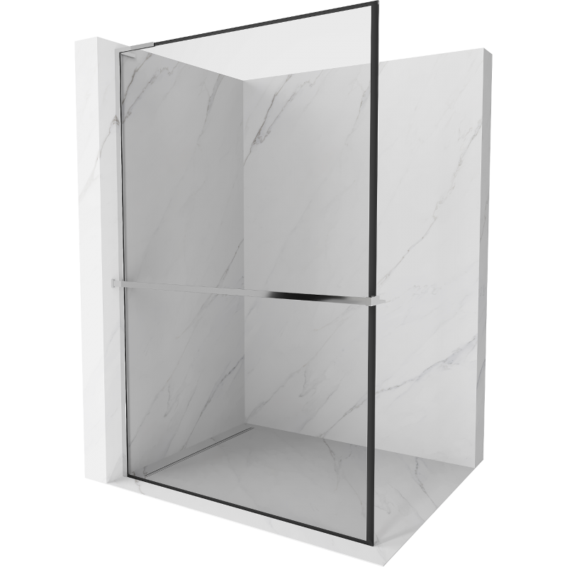 Mexen Kioto+ L dušo siena su lentyna Walk-in 50 x 200 cm, juodas rėmas, chromas - 800-050-123-01-70