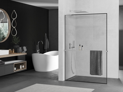 Mexen Kioto+ L sprendimas dušui su Walk-in lentyna 90 x 200 cm, juodas raštas, chromas - 800-090-123-01-70