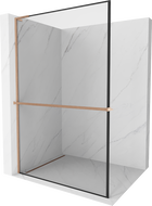 Mexen Kioto+ L dušo sienelė su Walk-in stovu 50 x 200 cm, juodas raštas, šlifuota varinė - 800-050-123-65-70