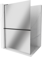 Mexen Kioto+ L dušo sienelė su lentyna Walk-in 70 x 200 cm, veidrodis, juoda - 800-070-123-70-50