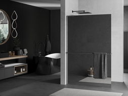 Mexen Kioto+ L Walk-in dušo sienelė su lentyna 70 x 200 cm, veidrodis, gun gray šlifuota - 800-070-123-66-50