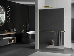 Mexen Kioto+ L dušo siena su Walk-in lentyna 70 x 200 cm, veidrodis, auksinė - 800-070-123-50-50