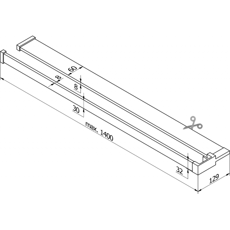 Mexen lentyna su dušo sienele su rankšluosčių turėkliu, šlifuotas nikelis - 800-02-97