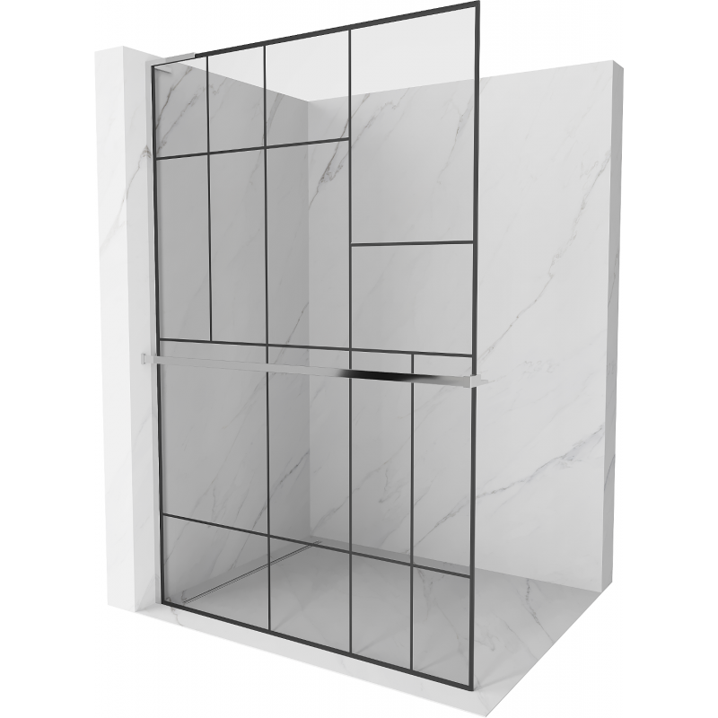 Mexen Kioto+ L dušo siena su Walk-in lentyna 80 x 200 cm, juodas modelis, chromas - 800-080-123-01-78
