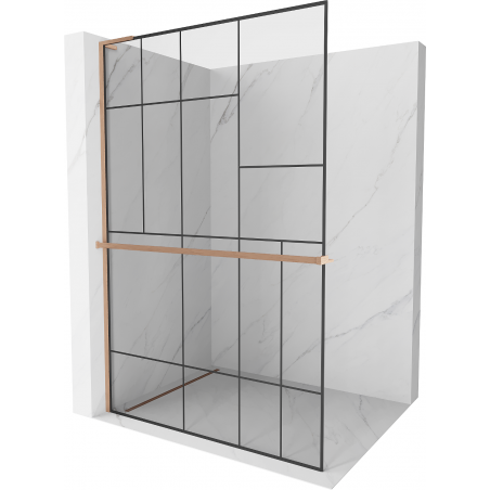 Mexen Kioto+ L Walk-in dušo pertvara su plokšte 80 x 200 cm, juodos spalvos modelis, šlifuota varis - 800-080-123-65-78