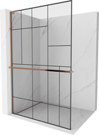 Mexen Kioto+ L dušo sienelė su lentyna Walk-in 80 x 200 cm, juodas raštas, rožinis auksas - 800-080-123-60-78