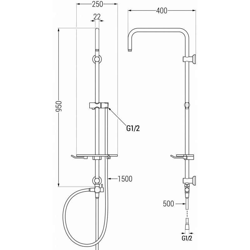 Mexen T dušo kolona, juoda - 7939399-70
