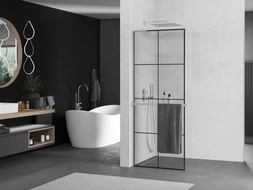 Mexen Kioto+ L dušo siena su lentyna Walk-in 70 x 200 cm, juodas raštas, chromas - 800-070-123-01-77