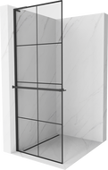 Mexen Kioto+ L dušų sienelė su Walk-in lentyna 70 x 200 cm, juodas raštas, juoda - 800-070-123-70-77