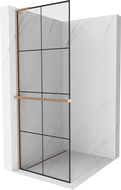 Mexen Kioto+ L dušo siena su Walk-in lentynėle 70 x 200 cm, juodas raštas, šlifuotas varis - 800-070-123-65-77