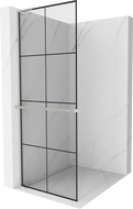 Mexen Kioto+ L dušo siena su Walk-in lentyna 90 x 200 cm, juodas raštas, šlifuotas nikelis - 800-090-123-97-77