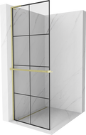 Mexen Kioto+ L dušo siena su Walk-in lentyna 90 x 200 cm, juodasis modelis, auksinis šlifuotas - 800-090-123-55-77