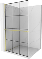 Mexen Kioto+ L prausyklos sienelė su Walk-in lentyna 100 x 200 cm, juodas raštas, šlifuota auksinė - 800-100-123-55-77