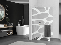 Mexen Kioto+ L dušas siena ar plauktu Walk-in 70 x 200 cm, balts raibs, balta - 800-070-123-20-97