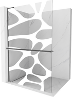 Mexen Kioto+ L dušo sienelė su lentyna Walk-in 80 x 200 cm, baltas raštas, ginklinis pilkas šlifuotas - 800-080-123-66-97