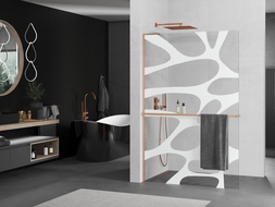 Mexen Kioto+ L dušo siena su Walk-in 70 x 200 cm, baltas raštas, šlifuota varža - 800-070-123-65-97