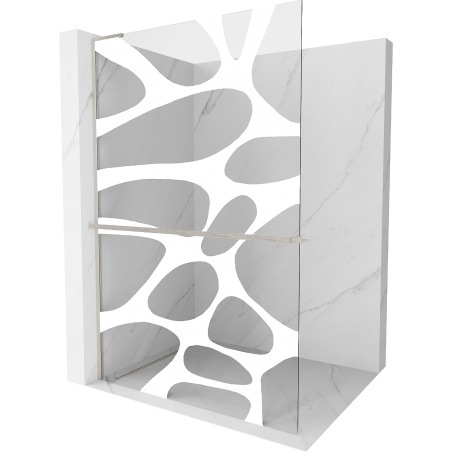 Mexen Kioto+ L dušo sienelė su Walk-in lentyna 70 x 200 cm, balta tekstūra, šlifuotas nikelis - 800-070-123-97-97