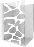 Mexen Kioto+ L dušo sienelė su Walk-in lentyna 70 x 200 cm, balta tekstūra, šlifuotas nikelis - 800-070-123-97-97