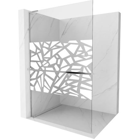 Mexen Kioto+ L dušo siena su lentyna Walk-in 80 x 200 cm, baltas raštas, chromuotas - 800-080-123-01-85