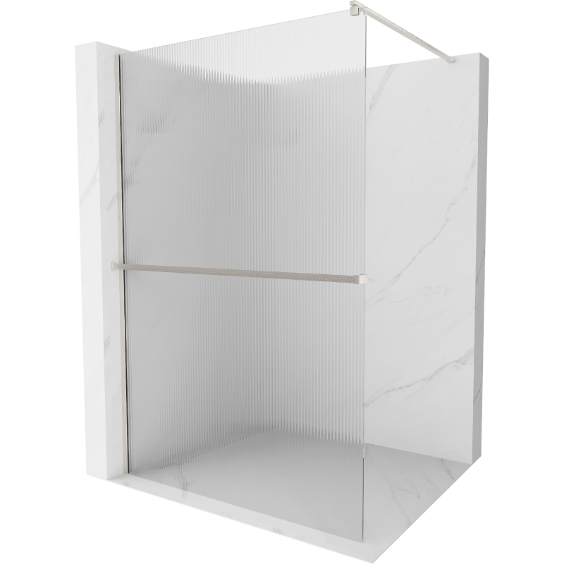 Mexen Kioto+ dušo sienelė su lentyna Walk-in 80 x 200 cm, dryžuota, šlifuotas nikelis - 800-080-121-97-09