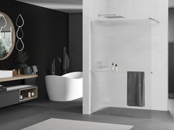 Mexen Kioto+ dušo sienelė su lentyna Walk-in 130 x 200 cm, juostelės, šlifuotas nikelis - 800-130-121-97-09