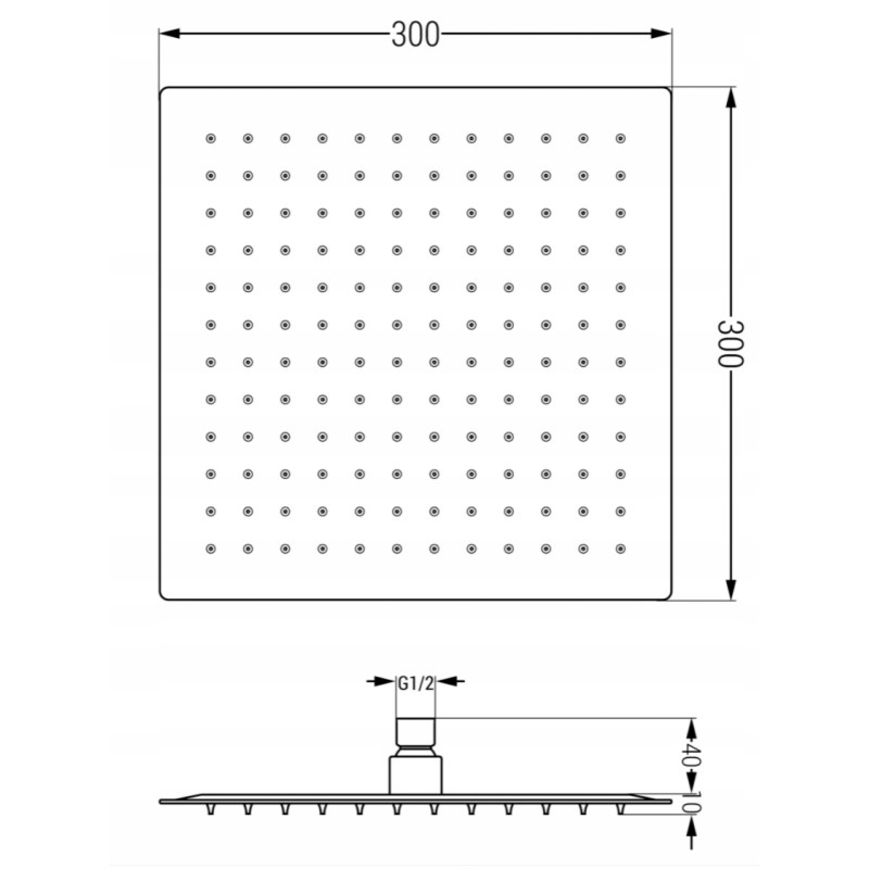 Mexen Slim 30 x 30 cm lietaus dušo galvutė su dušo rankena, šlifuota pilkai - 79130112-66