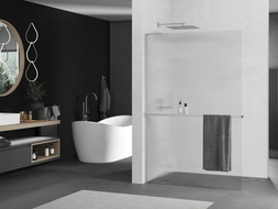 Mexen Kioto+ L Dušo sienelė su Walk-in lentyna 70 x 200 cm, skaidrus, chromas - 800-070-123-01-09