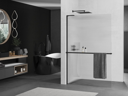 Mexen Kioto+ L dušo siena su lentyna Walk-in 120 x 200 cm, dryžuota, juoda - 800-120-123-70-09