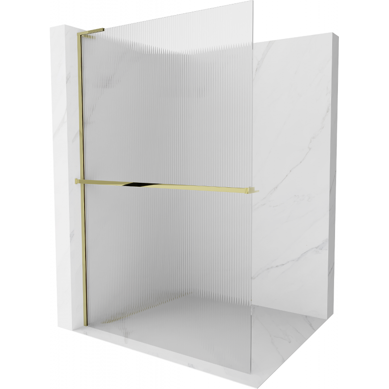 Mexen Kioto+ L vonios kampelis su Walk-in pertvara 110 x 200 cm, skaidrus, auksinis - 800-110-123-50-09