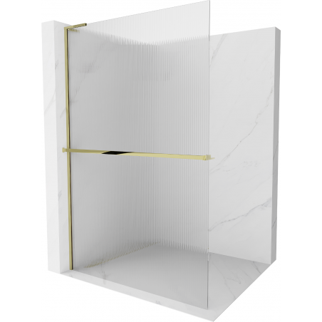 Mexen Kioto+ L vonios kampelis su Walk-in pertvara 110 x 200 cm, skaidrus, auksinis - 800-110-123-50-09