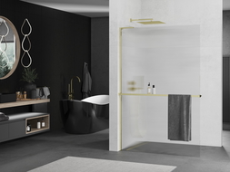 Mexen Kioto+ L vonios kampelis su Walk-in pertvara 110 x 200 cm, skaidrus, auksinis - 800-110-123-50-09