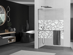 Mexen Kioto+ L dušo siena su Walk-in lentyna 70 x 200 cm, balta raštas, gun metal - 800-070-123-95-85